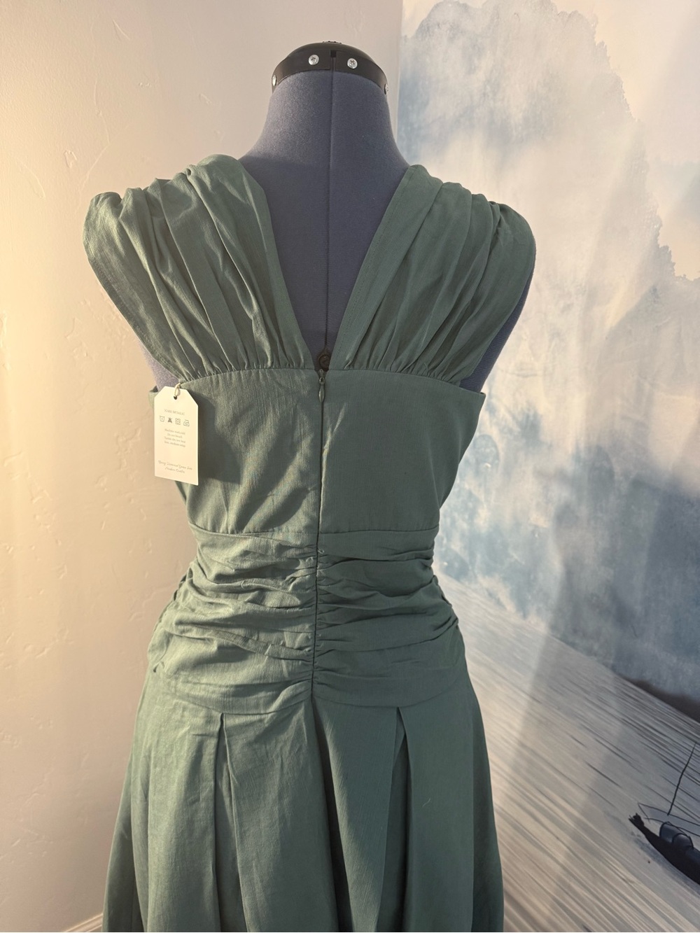 Sleeveless Sage Green Midi Dress # 223 - Picture 5 of 11